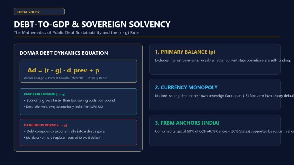 Debt to GDP Ratio Explained - Sovereign Debt Dynamics and Fiscal Sustainability Diagram