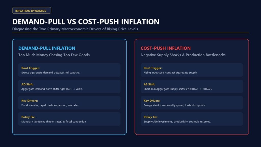 Demand-Pull vs Cost-Push Inflation Comparison Infographic