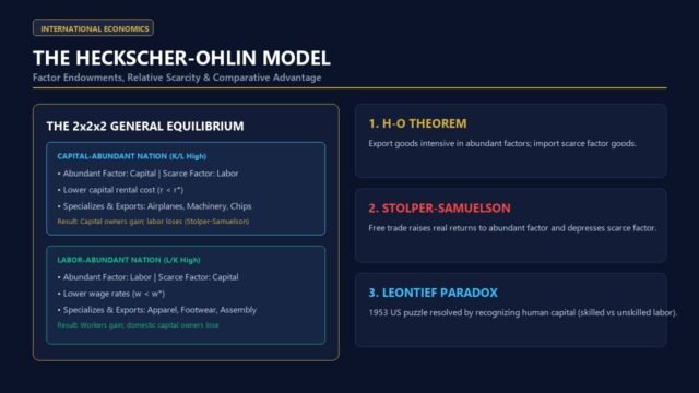 Heckscher Ohlin Model Explained - Factor Endowments and Global Trade Equilibrium Diagram