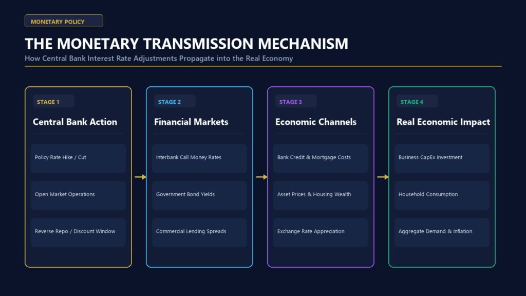 Monetary Transmission Mechanism Flowchart Infographic