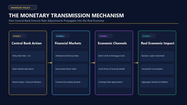 Monetary Transmission Mechanism Flowchart Infographic