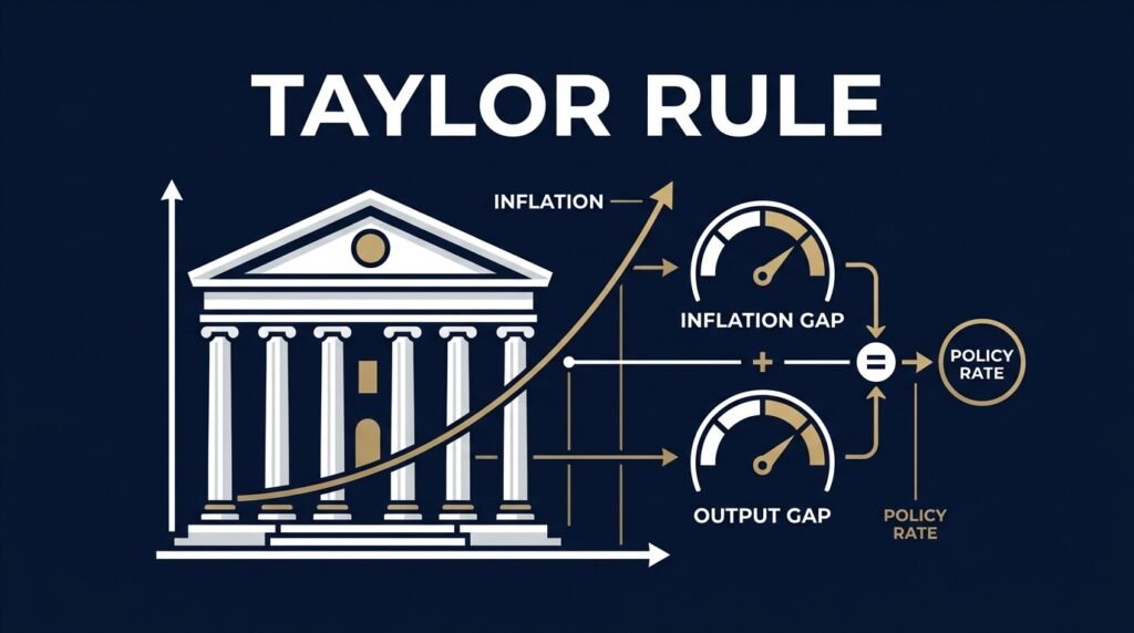 The Taylor Rule Formula and Central Bank Interest Rate Framework Infographic